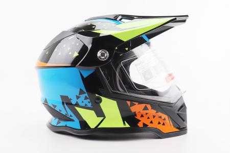 Шолом кросовий до мото/ATV BLD-819-7 M (57-58 см), чорний/жовто-синій, BLD