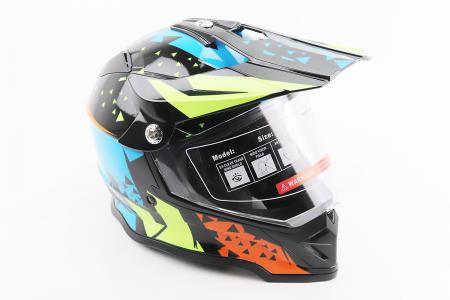 Шолом кросовий до мото/ATV BLD-819-7 M (57-58 см), чорний/жовто-синій, BLD