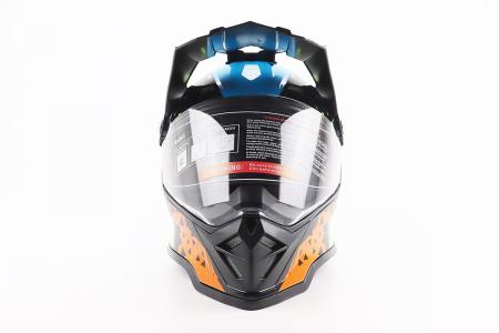 Кросовий/ендуро шолом до мото/ATV BLD-819-7 S (55-56 см), чорний/жовто-синій, BLD