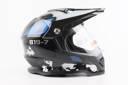 Кросовий мотошолом BLD-819-7 S (55-56 см), чорний/сіро-синій