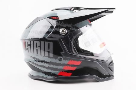 Кросовий/ендуро шолом до мотоцикла та ATV зі склом BLD-819-7 L (59-60 см), чорний/сіро-червоний