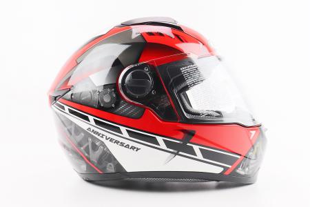 Інтегральний шолом до мотоцикла ZS-811 Solid M, червоний глянець з білим малюнком, ZEUS