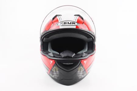 Інтегральний шолом до мотоцикла ZS-811 Solid M, червоний глянець з білим малюнком, ZEUS