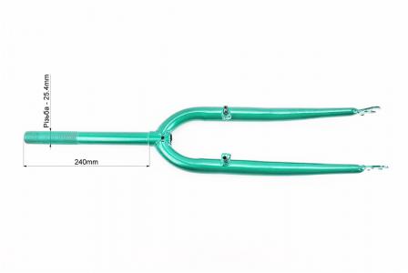 Вилка до велосипеда 26" різьбова 1" (25,4 мм), шток 240 мм, під V-brake, зелена PRC