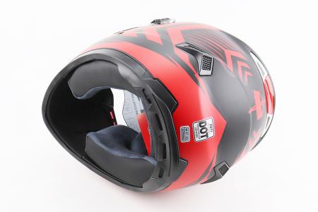 Шолом інтеграл до мотоцикла BLD-M61, розмір M (57-58 см), чорний-червоний (флуоресцентний), з відкидними окулярами, сертифікація DOT