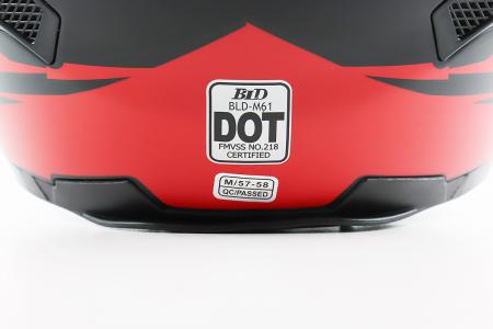 Шолом інтеграл до мотоцикла BLD-M61, розмір M (57-58 см), чорний-червоний (флуоресцентний), з відкидними окулярами, сертифікація DOT