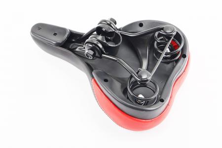 Сідло до велосипеда MTB AFT-47 255x170 мм PRC, чорне з червоною окантовкою