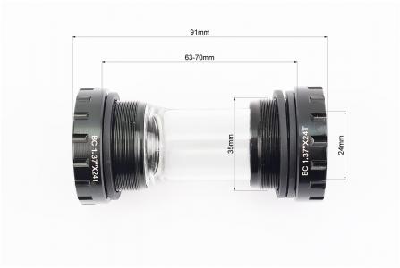 Каретка до велосипеда MTB Hollowtech II 63-70 мм, під інтегровану вісь 24 мм, BB2495 KENLI