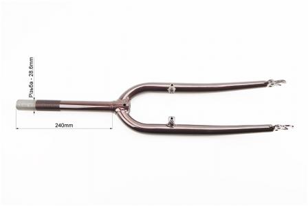 Вилка до велосипеда 26" з різьбою 1" (28,6 мм), шток 240 мм, V-brake, коричнева PRC