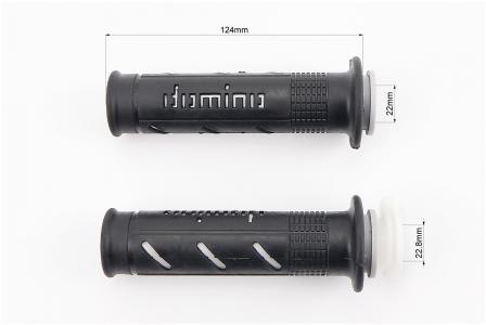 Рукоятки керма до мотоцикла і скутера лів./пр., комплект з вставкою, чорні Domino