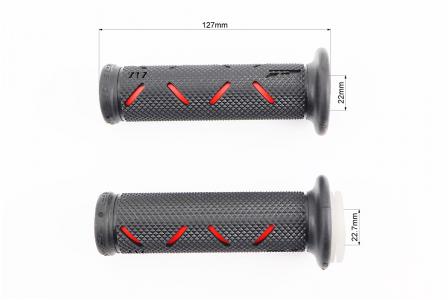 Рукоятки керма до скутера/мотоцикла, к-кт лів./пр., чорно-червоні PROGRIP