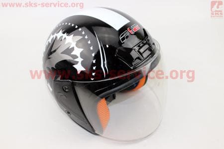 Шлем открытый 207 XS - ЧЕРНЫЙ глянец с рисунком белым