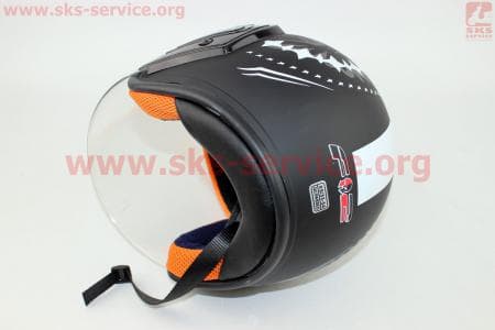 Шлем открытый 207 XS - ЧЕРНЫЙ матовый с рисунком белым
