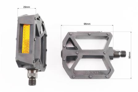 Педалі велосипедні BMX 9/16" (112x96x25 мм) пластикові, чорні WP408 Neco