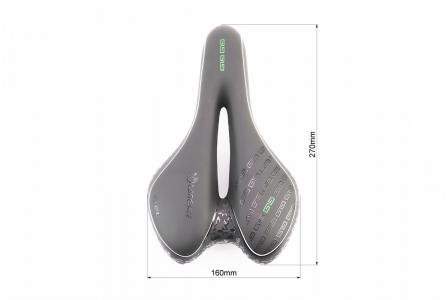 Сидіння до велосипеда MTB 270x160 мм, гелеве, чорно-біло-зелене PRC