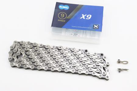 Ланцюг привідний до велосипеда 9 швидкостей 1/2" x 11/128" x 116L KMC X9, сріблясто-сірий