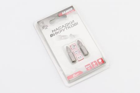 Біта до шуруповерта PZ2 25 мм 1/4" S2, 2 шт, GRANITE