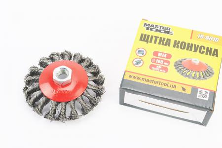 Щітка конусна до болгарки M14 D-100 мм плетений дріт 19-8010 MASTERTOOL