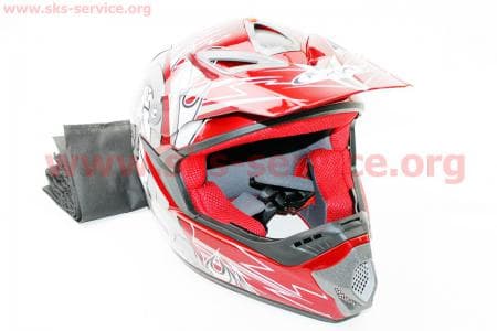 Шлем кроссовый HF-117 M-красный