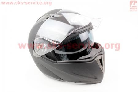 Шлем закрытый с откидным подбородком+очки HF-118 S- ЧЕРНЫЙ матовый
