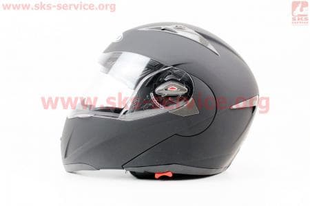 Шлем закрытый с откидным подбородком+очки HF-118 S- ЧЕРНЫЙ матовый
