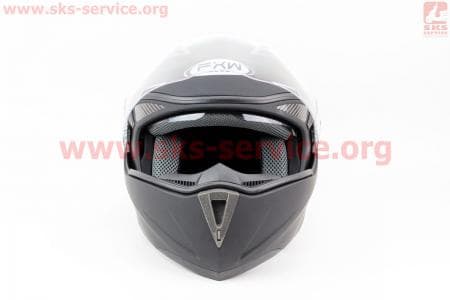 Шлем закрытый с откидным подбородком+очки HF-118 М- ЧЕРНЫЙ матовый