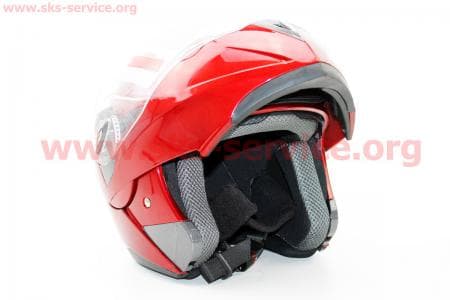 Шлем закрытый с откидным подбородком+очки HF-118 L- КРАСНЫЙ