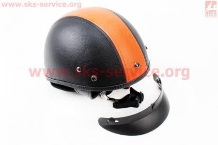Шлем "кепка" NT-200 (XTS) КОЖА Stripe S - ЧЕРНЫЙ/оранжевый