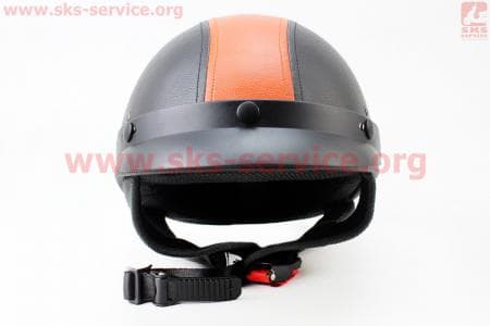 Шлем "кепка" NT-200 (XTS) КОЖА Stripe S - ЧЕРНЫЙ/оранжевый