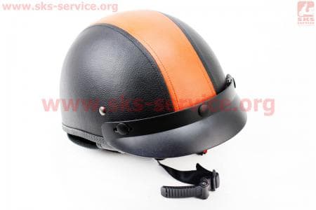 Шлем "кепка" NT-200 (XTS) КОЖА Stripe S - ЧЕРНЫЙ/оранжевый