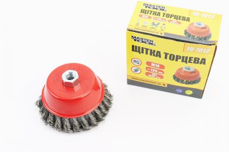 Щітка торцева до болгарки M14 D-125 мм з плетеного дроту 19-7012 MASTERTOOL