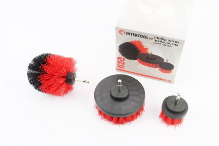 Набір щіток до дриля 3 шт зі стрижнем 1/4" D-50/80/100 мм нейлонових INTERTOOL