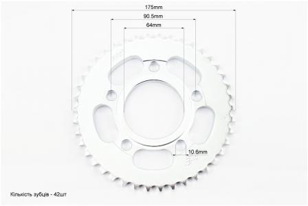 Зірка задня ведена до мотоцикла 428 42T d=64 5x90.5 мм SFR