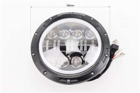 Фара передня кругла до мотоцикла Ø180 мм, 16 LED, «ангельське око» PRC