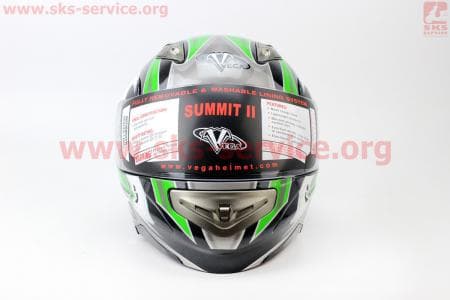 Шлем закрытый с откидным подбородком SUMMIT II Graphic L - ЧЕРНЫЙ/зеленый