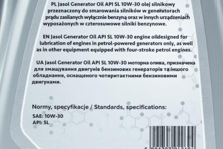 Олива 4T 10W-30 напівсинтетична до генераторів Jasol TECH GENERATOR, 1 л
