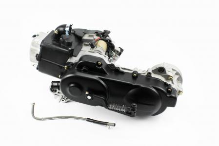 Скутерний двигун в зборі 4T 80cc (короткий варіатор, довгий вал, чорна кришка)
