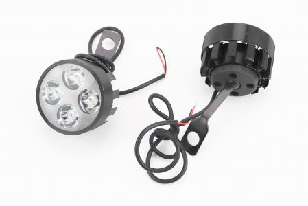 Фара додаткова світлодіодна-4 LED з кріпленням під дзеркало, к-кт 2 шт, чорний до мотоцикла