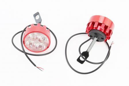 Фара додаткова світлодіодна-4 LED з кріпленням під дзеркало, к-кт 2 шт, червоний до мотоцикла