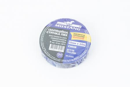 Стрічка ізоляційна, синя (20м*15мм*150мкм) MUSTANG