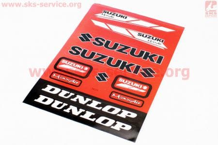 Наклейки на планшете "Suzuki/Dunlop" красные набор 8шт, 5839A
