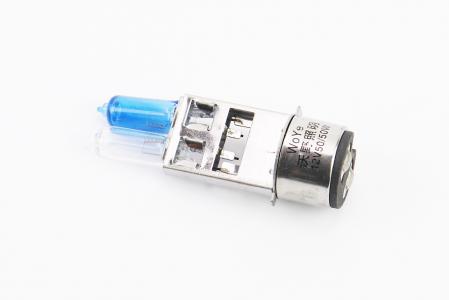 Лампа фари BA20D 12V 50/50W "подвійна" біла/синя