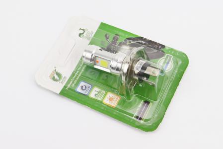 Лампа фари діодна LED-3+1 H4 (лінза з синьою підсвіткою)