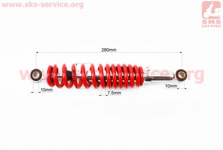 Амортизатор задний для скутера GY6/Honda - 280мм*d51мм (втулка 10мм / втулка 10мм) регулир., красный