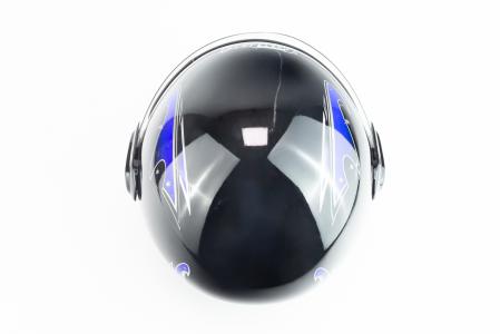 Шолом відкритий HK-215, чорний з синьо-білим малюнком (незначні відмінності малюнків, можливі дефекти фарбування)