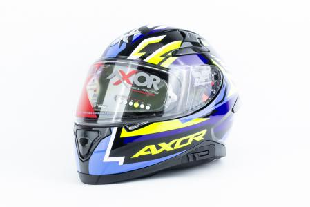 Шолом інтеграл з пинлоком (стандарт DOT/ECE), висувні окуляри APEX STREAK L (59-60см), чорно-синьо-салатовий