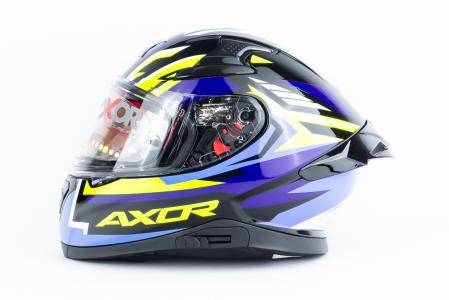 Шолом інтеграл з пинлоком (стандарт DOT/ECE), висувні окуляри APEX STREAK L (59-60см), чорно-синьо-салатовий