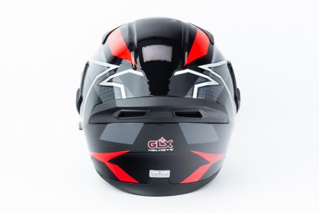 Шолом модульний з відкидним підборіддям, висувні окуляри GLX-902 S (55-56см), чорно-червоний