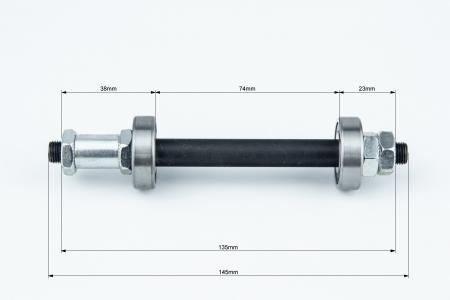 Ось задня MTB 3/8"х145 мм, пром-підшипники 6200 2RS, кріпл. ексцентрик, чорна до велосипеда U-AX11RQ