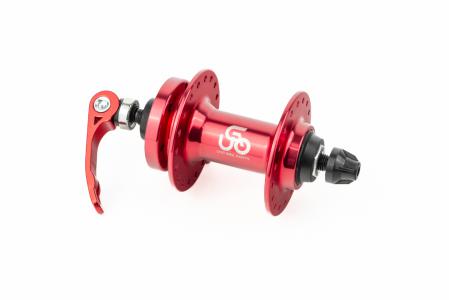 Втулка передня MTB алюмінієва 14Gx36H, Disk-brake, 2 пром-підшипники 6200 2RS, кріпл. ексцентрик, червона до велосипеда U-B07FQR